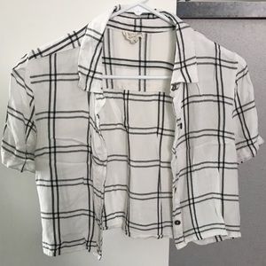 Plaid Button-up Crop Top